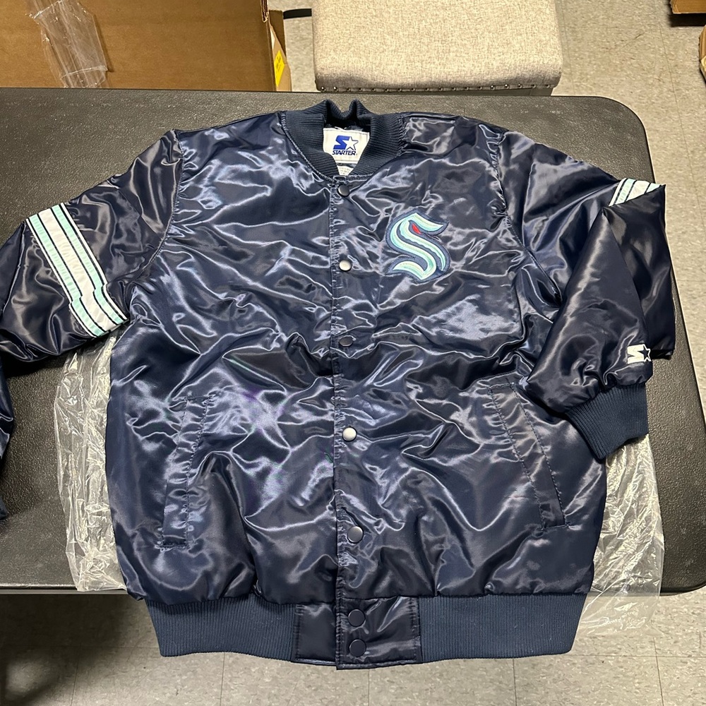 Seattle Kraken Navy Blue Satin Jacket